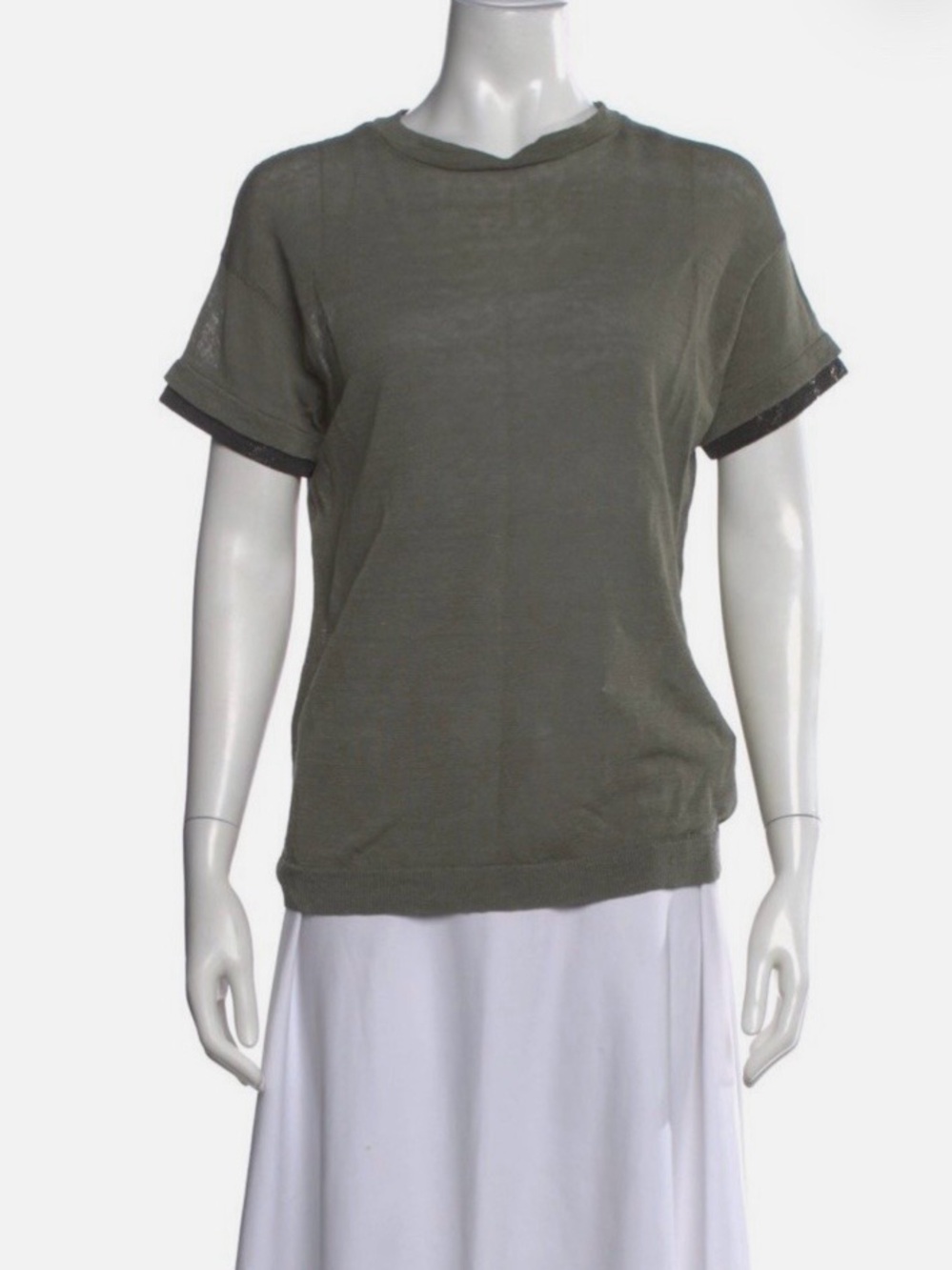 Brunello Cucinelli Woman’s Linen Crew Neck T Shirt. NWOT. Green. S/M